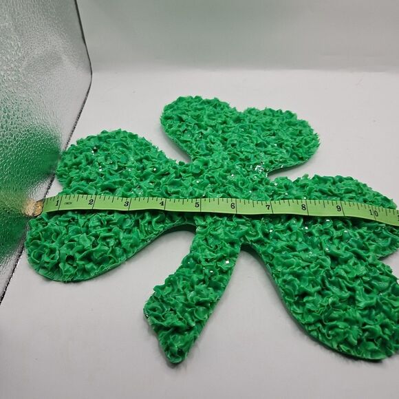 Vtg 10" H Melted Popcorn Plastic Decor St Patricks Day Holiday Green Clover Leaf - Picture 15 of 16